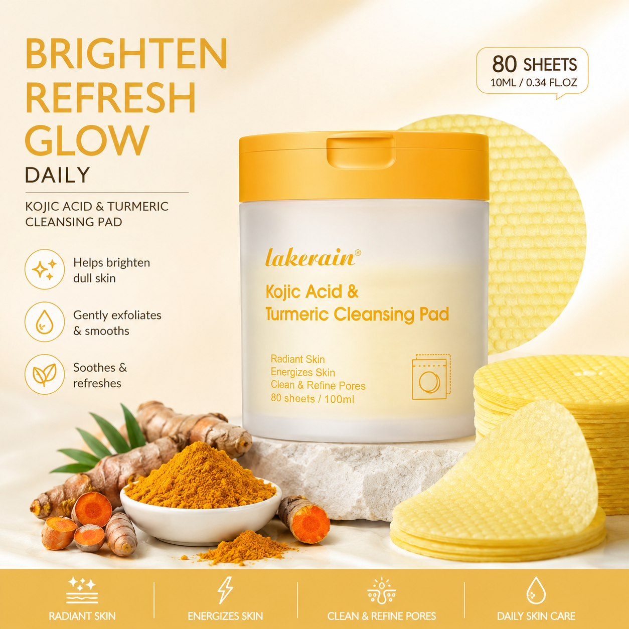 Auvelle Beauty Glow Pads — kojic acid & turmeric brightening formula